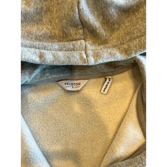 PELOTON Hoodie Womesn Size Small Gray trimmed in Pink 1/4 zip Kangaroo pocket - Picture 6 of 6